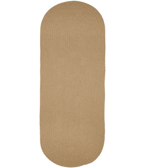 Rhody Solid Wool Wheat S101 2 ft. X 4 ft. Oval Runner Rug