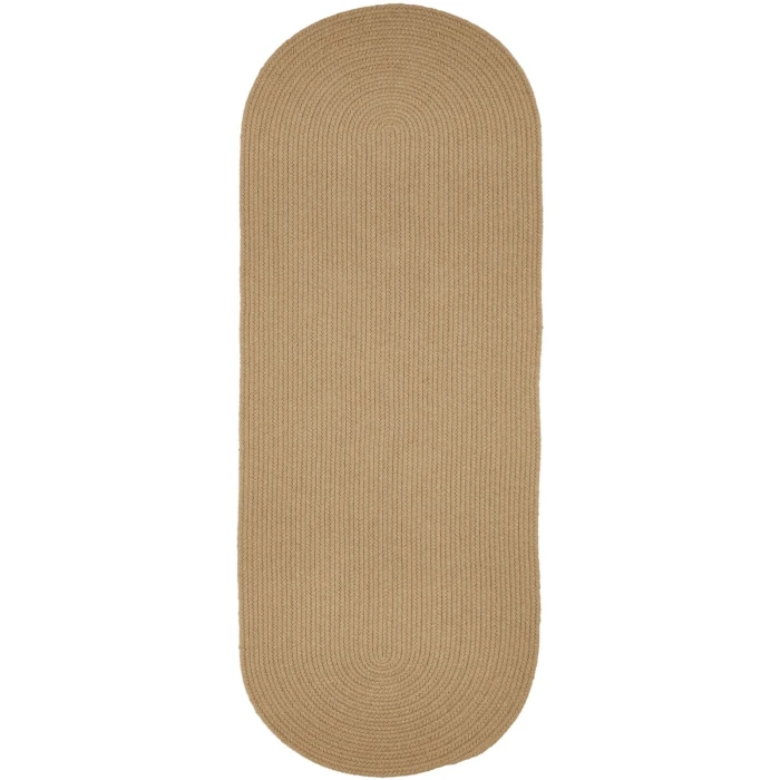 Rhody Solid Wool Wheat S101 2 ft. X 4 ft. Oval Runner Rug