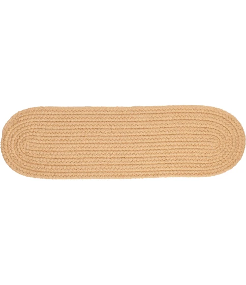 Rhody Solid Wool Wheat S101 8 in. X 28 in. Stair Tread Set-of-13 Rug