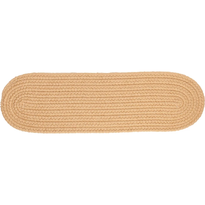 Rhody Solid Wool Wheat S101 8 in. X 28 in. Stair Tread Set-of-13 Rug
