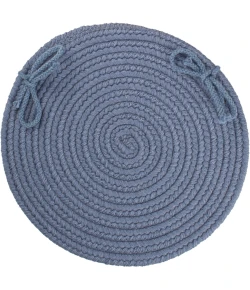 Rhody Solid Wool Sailor Blue S102 15 in. X 15 in. Chair Pad Braided Rug
