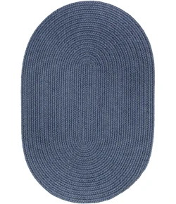 Rhody Solid Wool Sailor Blue S102 5 ft. X 8 ft. Oval Braided Rug