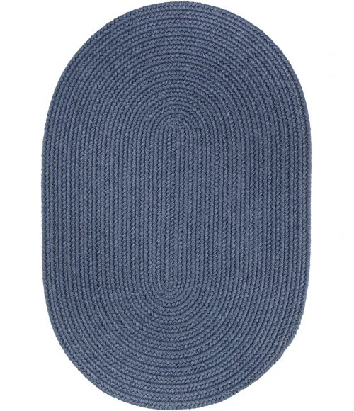 Rhody Solid Wool Sailor Blue S102 5 ft. X 8 ft. Oval Rug