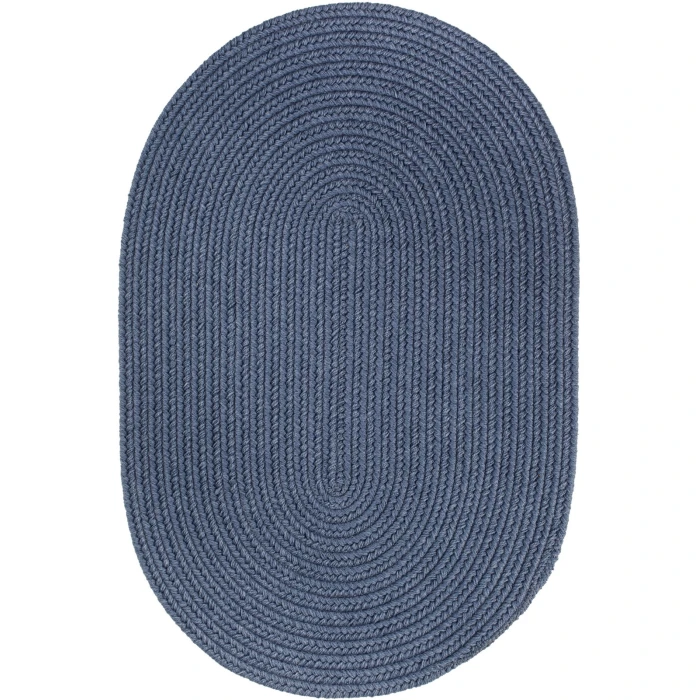 Rhody Solid Wool Sailor Blue S102 4 ft. X 6 ft. Oval Rug