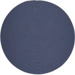 Rhody Solid Wool Sailor Blue S102 8 ft. X 8 ft. Round Braided Rug