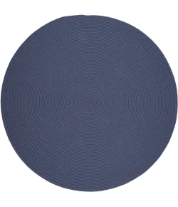Rhody Solid Wool Sailor Blue S102 4 ft. X 4 ft. Round Braided Rug