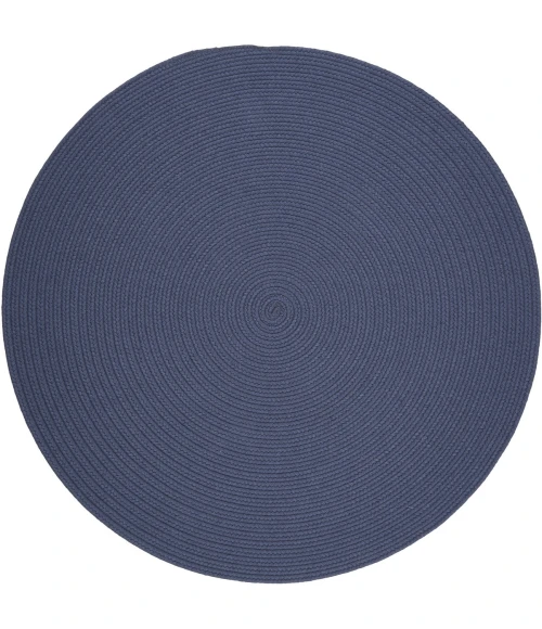 Rhody Solid Wool Sailor Blue S102 4 ft. X 4 ft. Round Rug