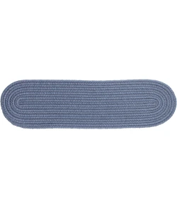 Rhody Solid Wool Sailor Blue S102 8 in. X 28 in. Stair Tread Braided Rug