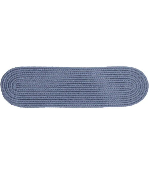 Rhody Solid Wool Sailor Blue S102 8 in. X 28 in. Stair Tread Rug