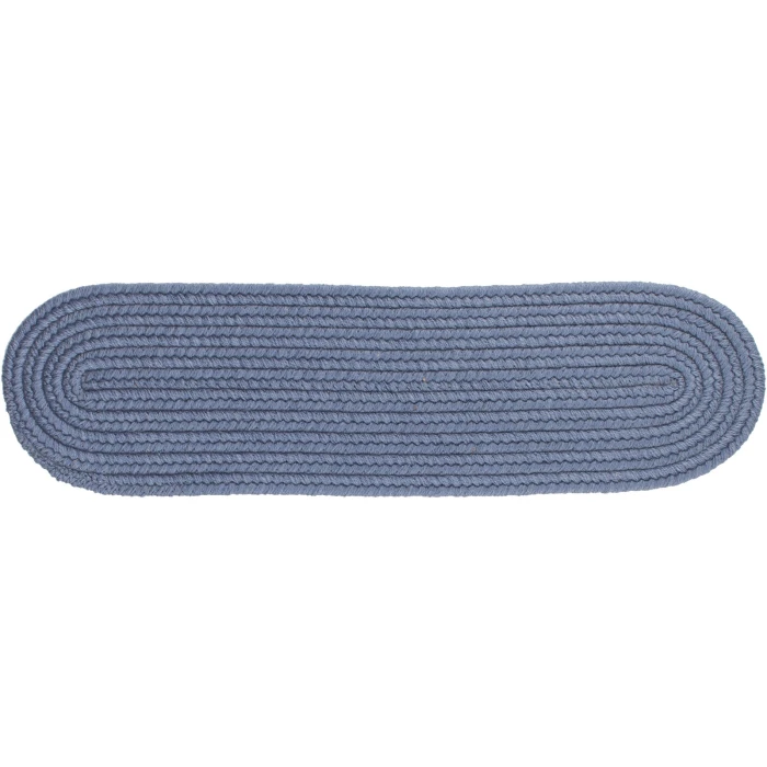 Rhody Solid Wool Sailor Blue S102 8 in. X 28 in. Stair Tread Rug