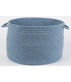 Rhody Solid Wool Blue Bonnet S103 18 in. X 12 in. Basket Braided Rug