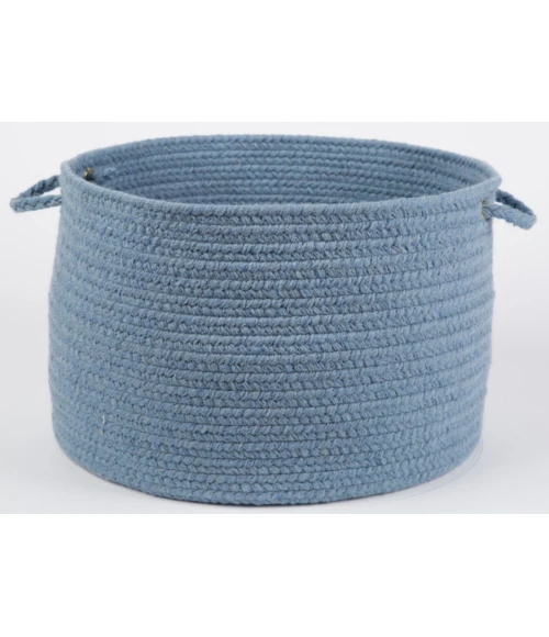Rhody Solid Wool Blue Bonnet S103 18 in. X 12 in. Basket Rug