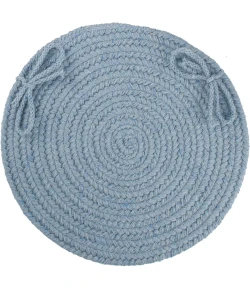 Rhody Solid Wool Blue Bonnet S103 15 in. X 15 in. Chair Pad Braided Rug
