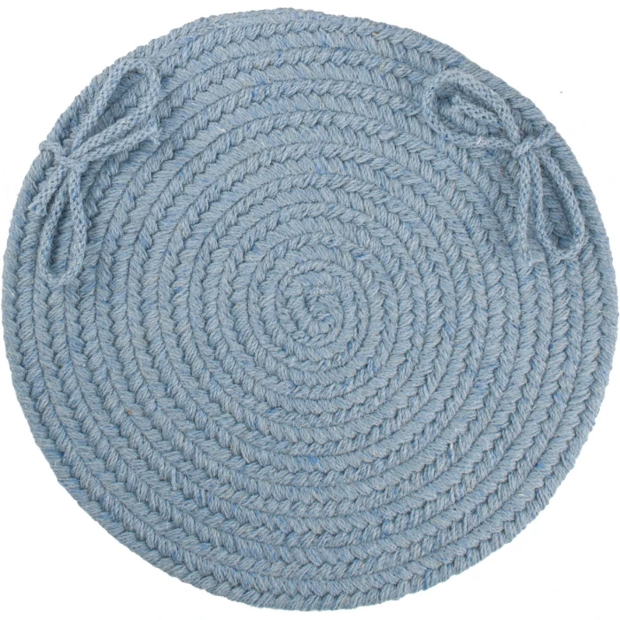 Rhody Solid Wool Blue Bonnet S103 15 in. X 15 in. Chair Pad Rug