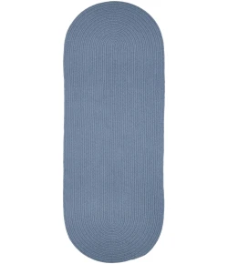 Rhody Solid Wool Blue Bonnet S103 2 ft. X 4 ft. Oval Runner Braided Rug