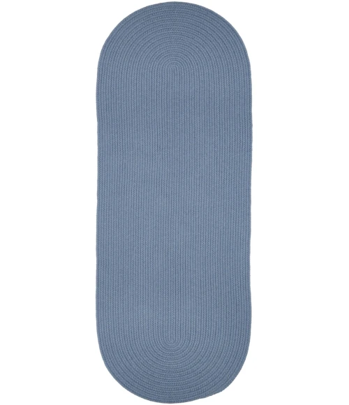 Rhody Solid Wool Blue Bonnet S103 2 ft. X 4 ft. Oval Runner Rug