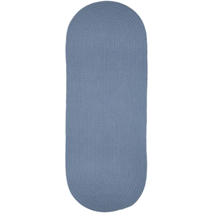 Rhody Solid Wool Blue Bonnet S103 2 ft. X 4 ft. Oval Runner Rug