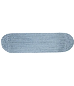 Rhody Solid Wool Blue Bonnet S103 8 in. X 28 in. Stair Tread Braided Rug