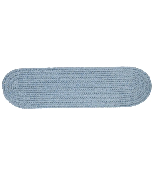 Rhody Solid Wool Blue Bonnet S103 8 in. X 28 in. Stair Tread Rug