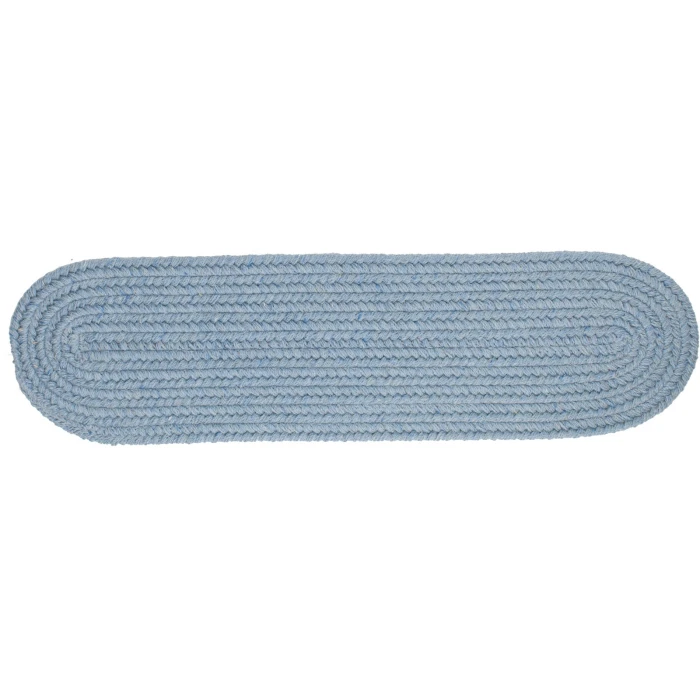 Rhody Solid Wool Blue Bonnet S103 8 in. X 28 in. Stair Tread Rug