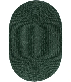 Rhody Solid Wool Hunter Green S105 3 ft. X 5 ft. Oval Braided Rug