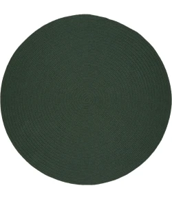 Rhody Solid Wool Hunter Green S105 4 ft. X 4 ft. Round Braided Rug