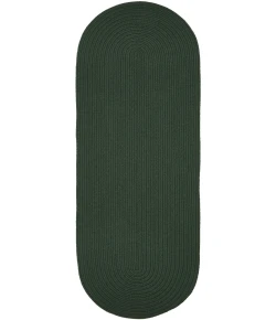 Rhody Solid Wool Hunter Green S105 2 ft. X 4 ft. Oval Runner Braided Rug
