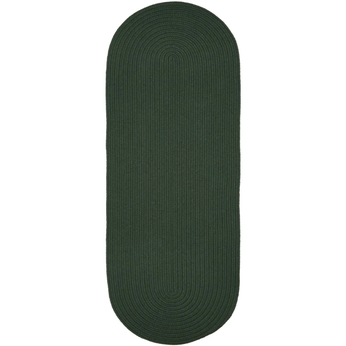 Rhody Solid Wool Hunter Green S105 2 ft. X 4 ft. Oval Runner Rug