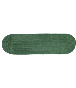 Rhody Solid Wool Hunter Green S105 8 in. X 28 in. Stair Tread Braided Rug