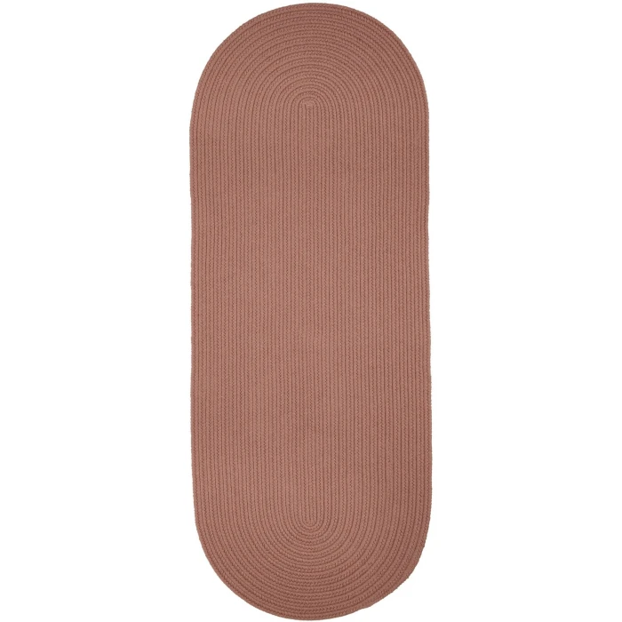 Rhody Solid Wool Old Rose S106 2 ft. X 8 ft. Oval Runner Rug