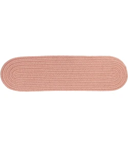 Rhody Solid Wool Old Rose S106 8 in. X 28 in. Stair Tread Braided Rug