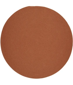 Rhody Solid Wool Terra Cotta S108 4 ft. X 4 ft. Round Braided Rug