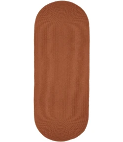 Rhody Solid Wool Terra Cotta S108 2 ft. X 6 ft. Oval Runner Braided Rug