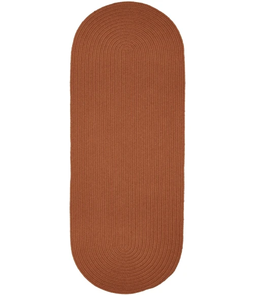 Rhody Solid Wool Terra Cotta S108 2 ft. X 8 ft. Oval Runner Rug