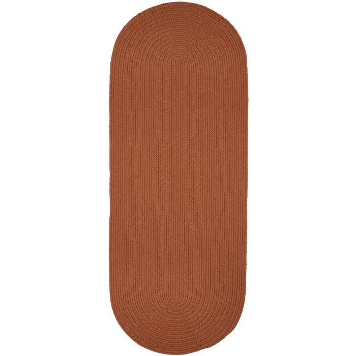 Rhody Solid Wool Terra Cotta S108 2 ft. X 8 ft. Oval Runner Rug