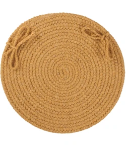 Rhody Solid Wool Vintage Gold S109 15 in. X 15 in. Chair Pad Braided Rug