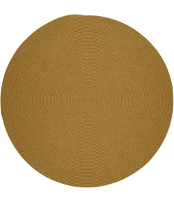 Rhody Solid Wool Vintage Gold S109 4 ft. X 4 ft. Round Braided Rug