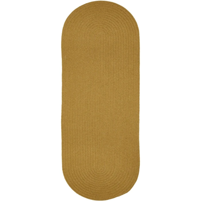Rhody Solid Wool Vintage Gold S109 2 ft. X 8 ft. Oval Runner Rug