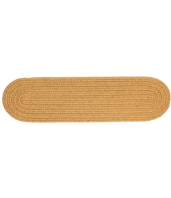 Rhody Solid Wool Vintage Gold S109 8 in. X 28 in. Stair Tread Set-of-13 Braided Rug