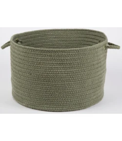 Rhody Solid Wool Moss Green S111 18 in. X 12 in. Basket Braided Rug
