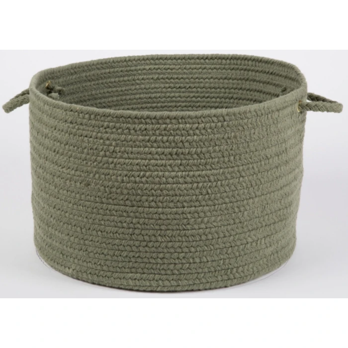 Rhody Solid Wool Moss Green S111 18 in. X 12 in. Basket Rug