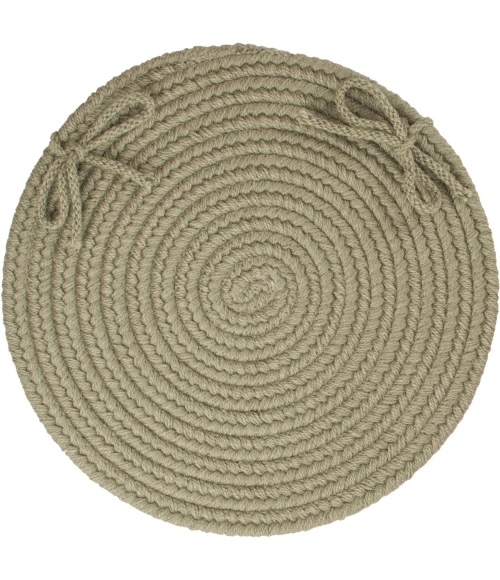 Rhody Solid Wool Moss Green S111 15 in. X 15 in. Chair Pad Rug