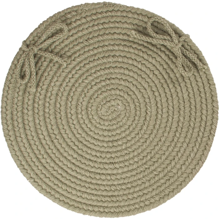 Rhody Solid Wool Moss Green S111 15 in. X 15 in. Chair Pad Rug