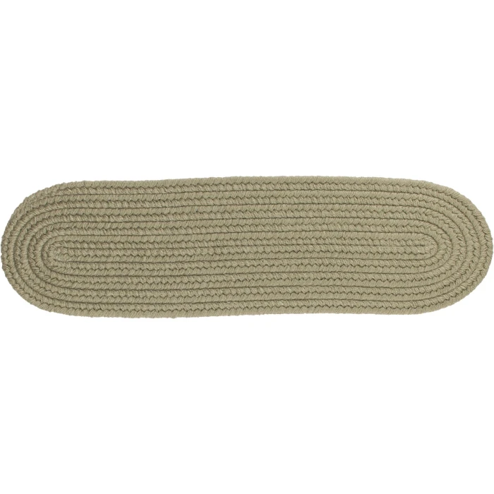 Rhody Solid Wool Moss Green S111 8 in. X 28 in. Stair Tread Rug