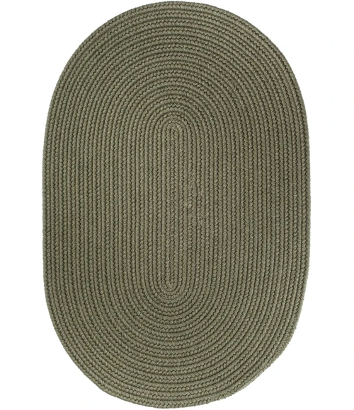 Rhody Solid Wool Moss Green S111 2 ft. X 3 ft. Oval Rug