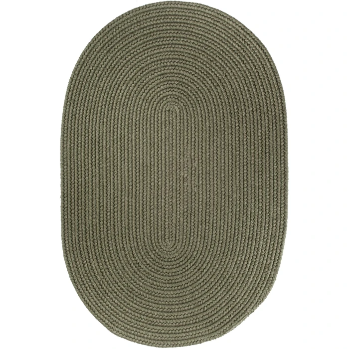 Rhody Solid Wool Moss Green S111 2 ft. X 3 ft. Oval Rug