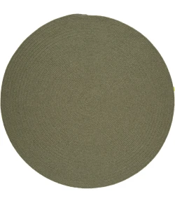 Rhody Solid Wool Moss Green S111 4 ft. X 4 ft. Round Braided Rug