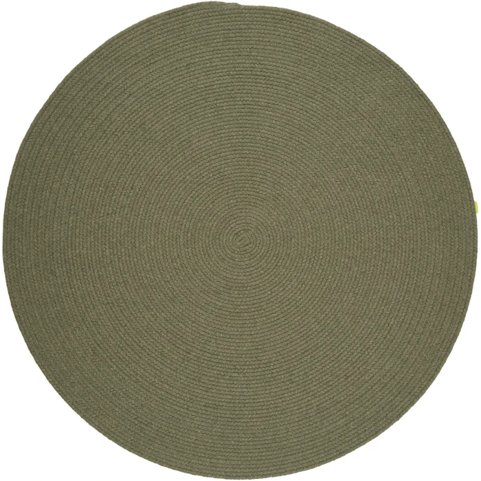 Rhody Solid Wool Moss Green S111 4 ft. X 4 ft. Round Rug