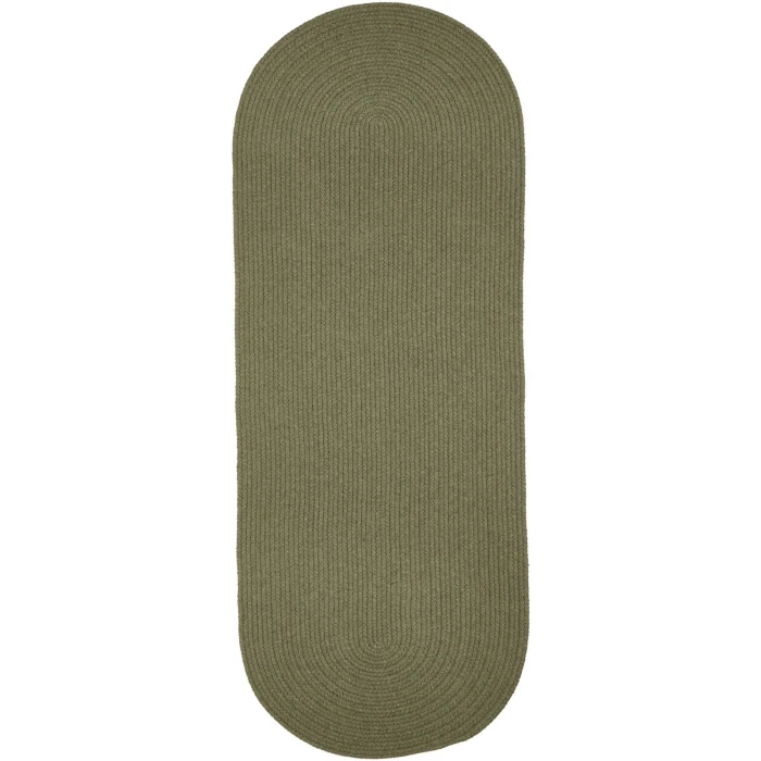 Rhody Solid Wool Moss Green S111 2 ft. X 4 ft. Oval Runner Rug