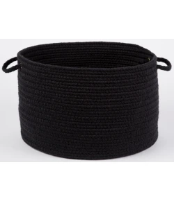 Rhody Solid Wool Black S112 18 in. X 12 in. Basket Braided Rug
